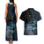 New Zealand Tui Bird Couples Matching Tank Maxi Dress and Hawaiian Shirt Matariki Poetry Pattern Galaxy Style