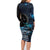 New Zealand Tui Bird Family Matching Long Sleeve Bodycon Dress and Hawaiian Shirt Matariki Poetry Pattern Galaxy Style