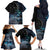 New Zealand Tui Bird Family Matching Off The Shoulder Long Sleeve Dress and Hawaiian Shirt Matariki Poetry Pattern Galaxy Style