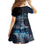 New Zealand Tui Bird Family Matching Off Shoulder Short Dress and Hawaiian Shirt Matariki Poetry Pattern Galaxy Style