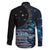 New Zealand Tui Bird Family Matching Short Sleeve Bodycon Dress and Hawaiian Shirt Matariki Poetry Pattern Galaxy Style