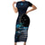 New Zealand Tui Bird Family Matching Short Sleeve Bodycon Dress and Hawaiian Shirt Matariki Poetry Pattern Galaxy Style