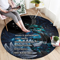 New Zealand Tui Bird Round Carpet Matariki Poetry Pattern Galaxy Style LT03 - Polynesian Pride