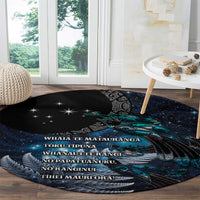 New Zealand Tui Bird Round Carpet Matariki Poetry Pattern Galaxy Style LT03 - Polynesian Pride