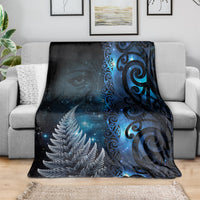 New Zealand Matariki Blanket The Tribal Maori Face and Silver Fern LT03 - Polynesian Pride