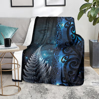 New Zealand Matariki Blanket The Tribal Maori Face and Silver Fern LT03 - Polynesian Pride
