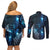 New Zealand Matariki Couples Matching Off Shoulder Short Dress and Long Sleeve Button Shirt The Tribal Maori Face and Silver Fern