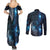 New Zealand Matariki Couples Matching Summer Maxi Dress and Long Sleeve Button Shirt The Tribal Maori Face and Silver Fern