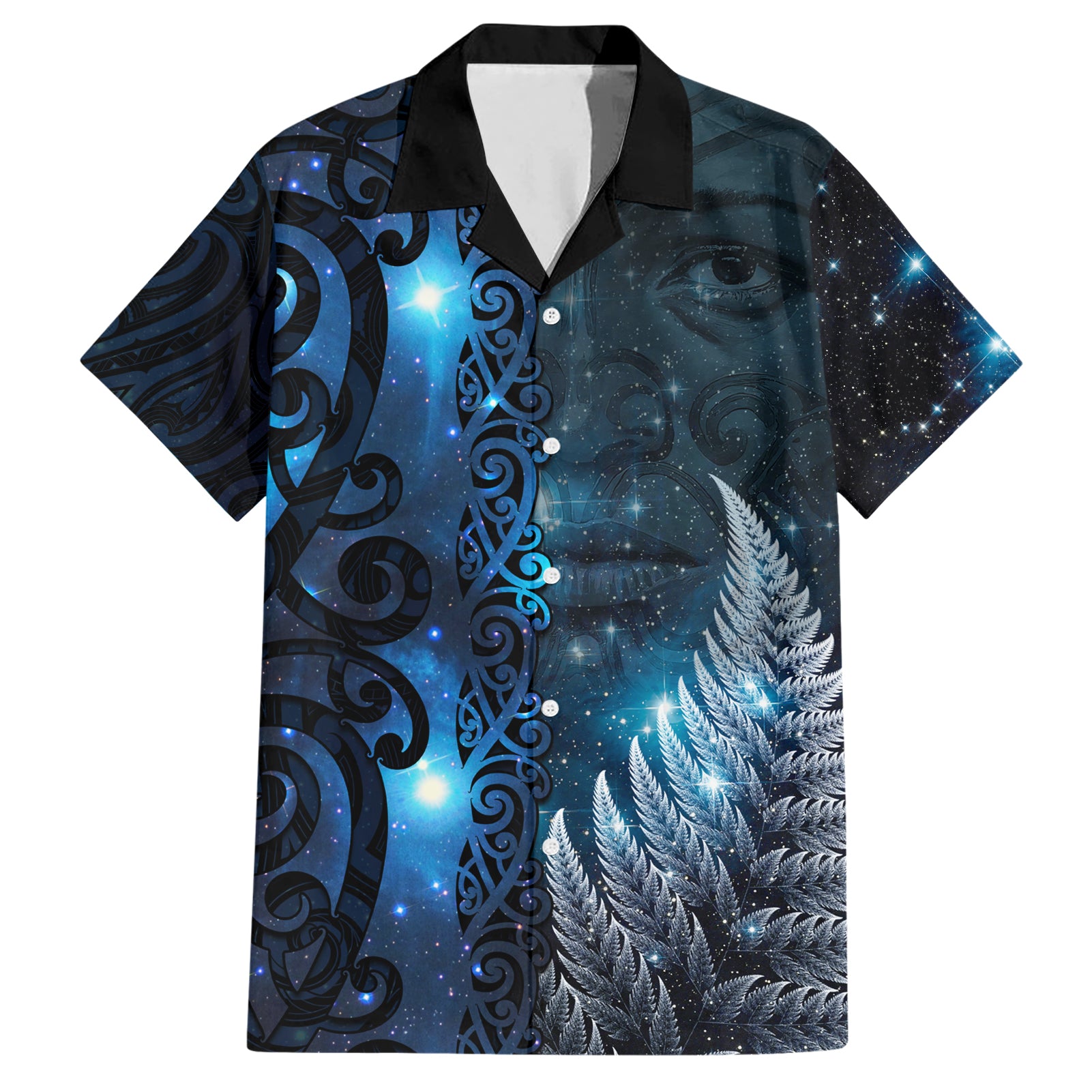 New Zealand Matariki Hawaiian Shirt The Tribal Maori Face and Silver Fern