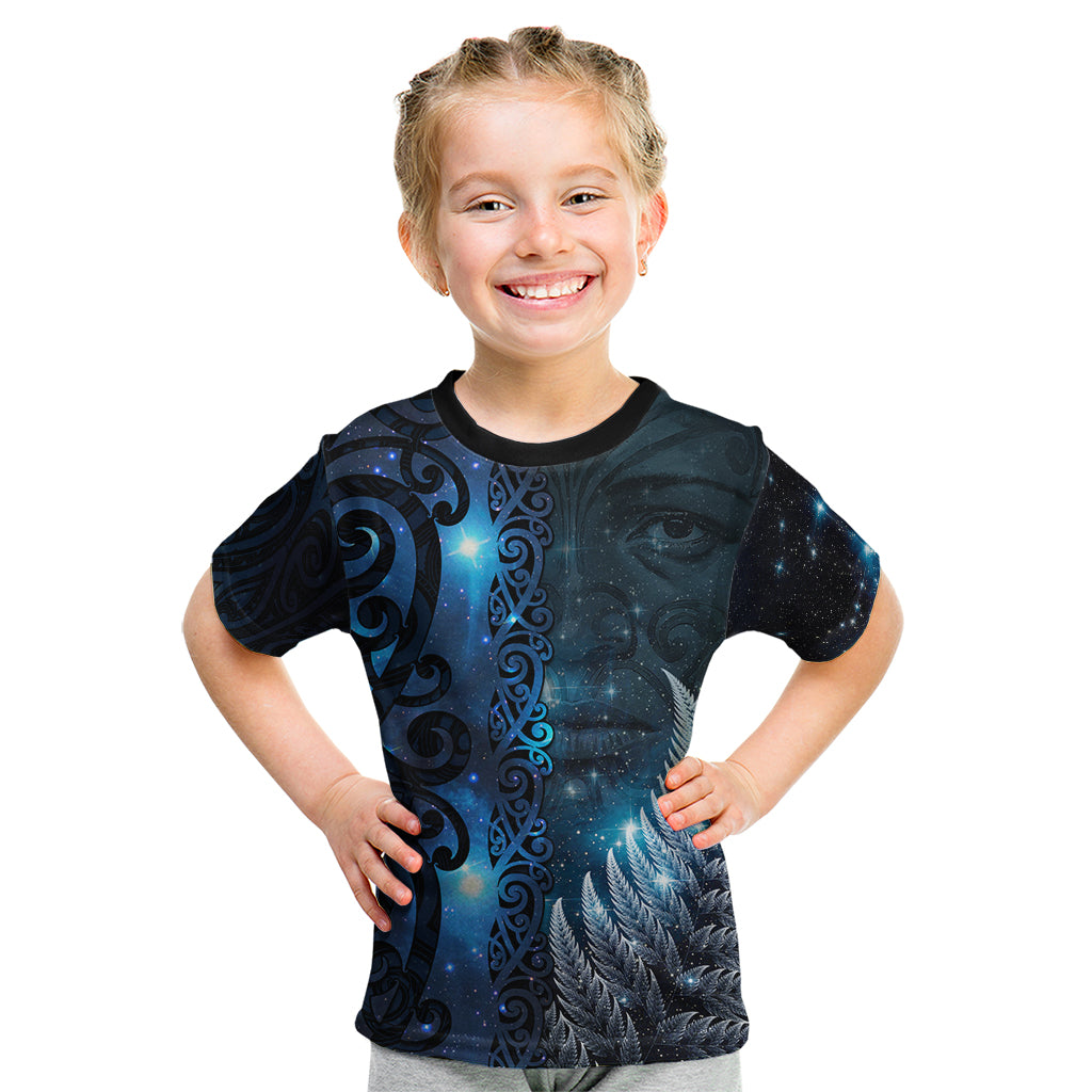 New Zealand Matariki Kid T Shirt The Tribal Maori Face and Silver Fern