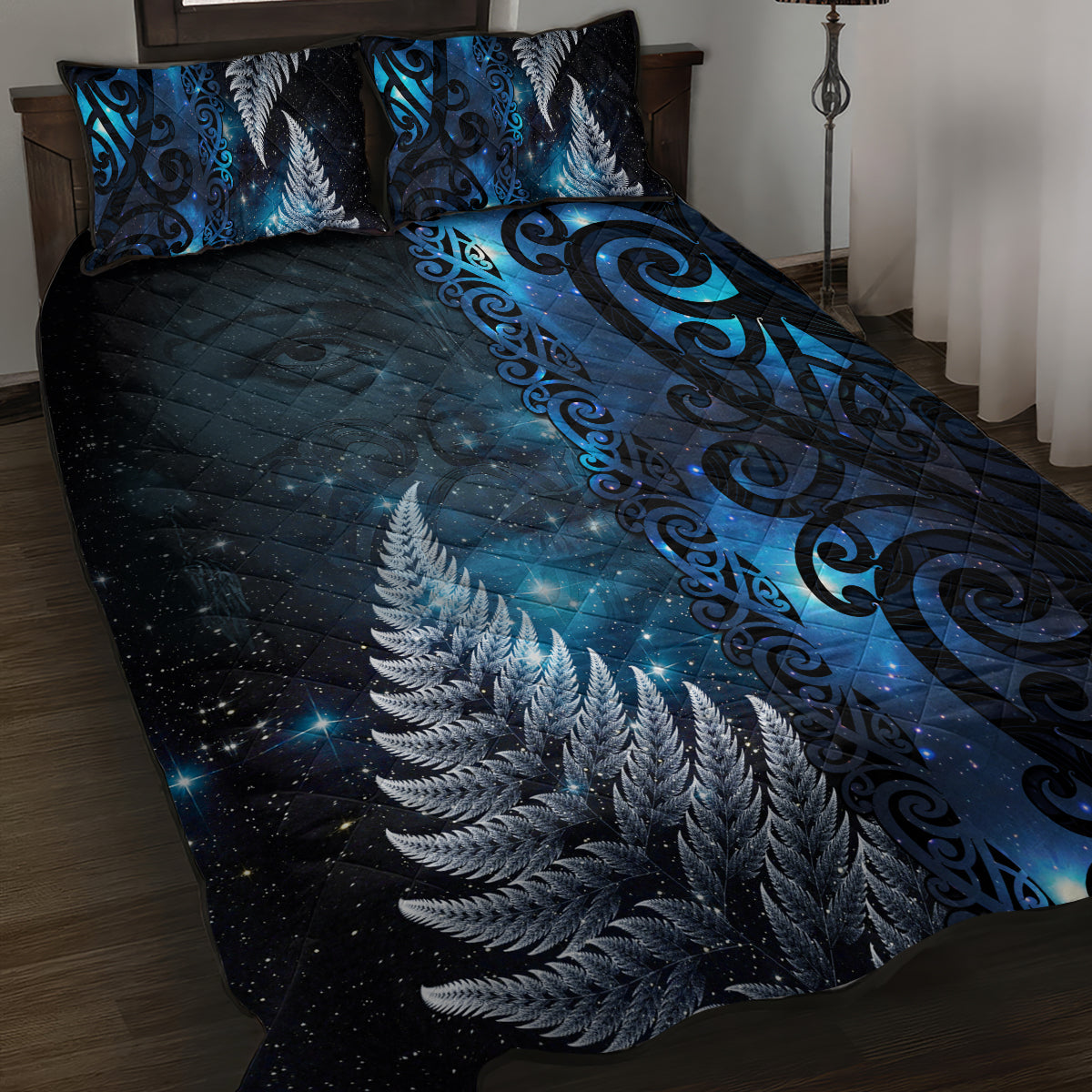 New Zealand Matariki Quilt Bed Set The Tribal Maori Face and Silver Fern