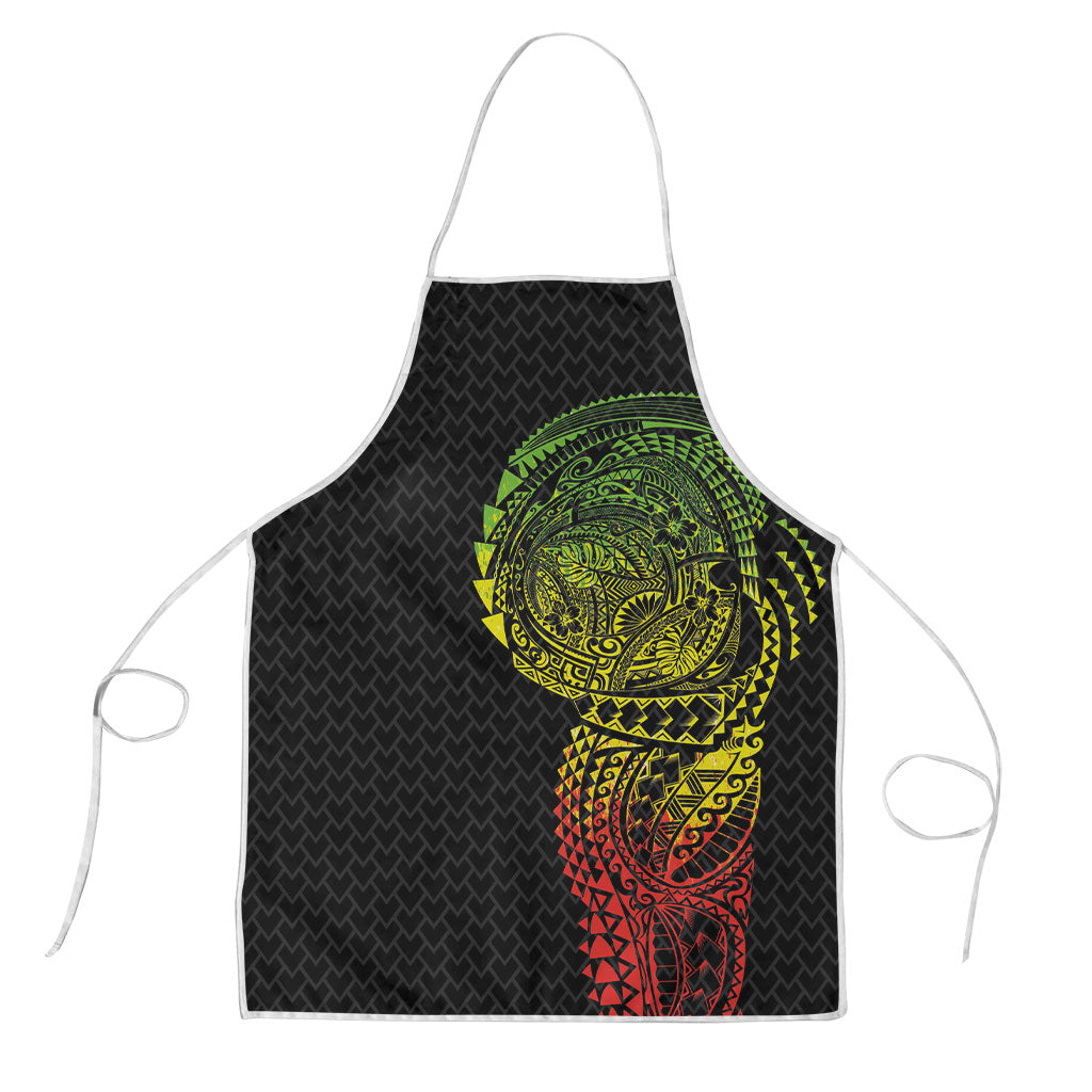 Hawaiian Traditional Tattoos Apron Kakau Tribal Tropical Plant Motif Kanaka Maoli Flag Color Inspired LT03 Multicolor - Polynesian Pride