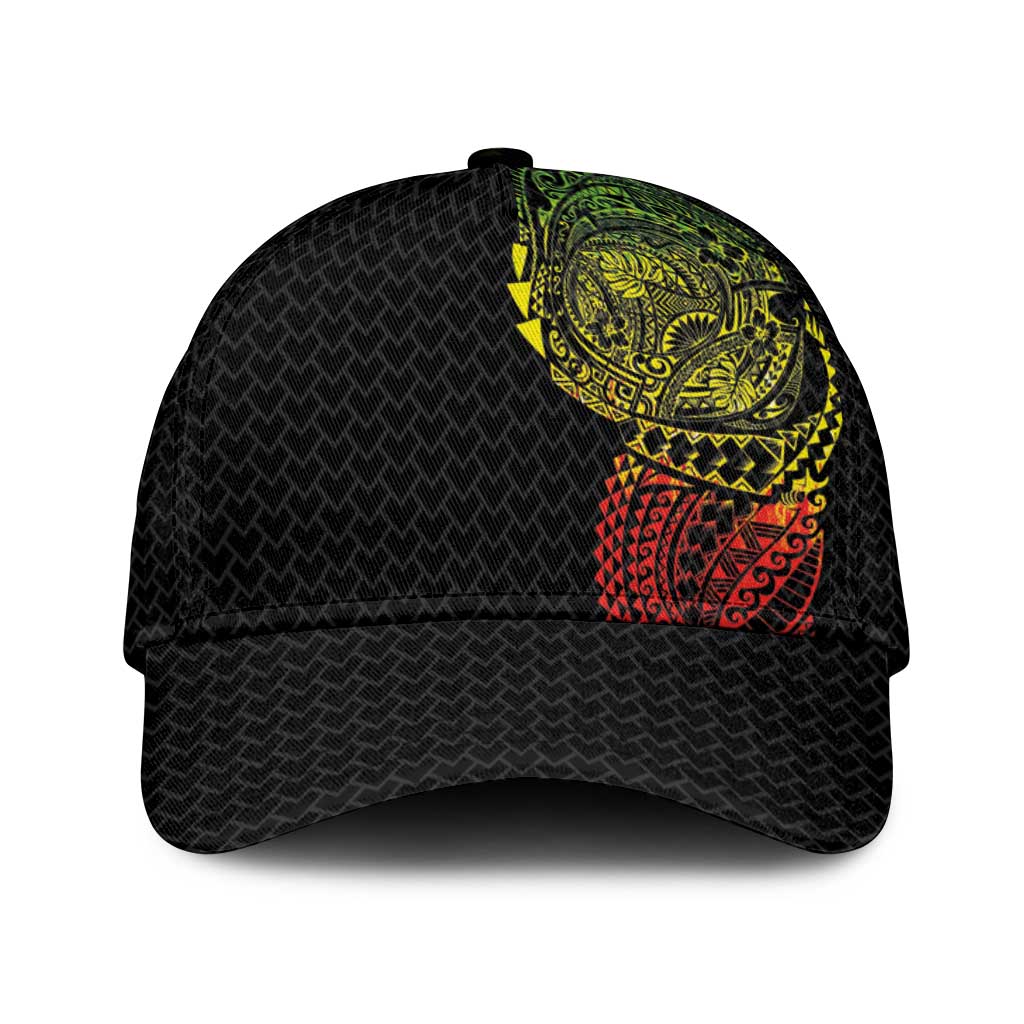 Hawaiian Traditional Tattoos Classic Cap Kakau Tribal Tropical Plants Motif Kanaka Maoli Flag Color Inspired LT03 Universal Fit Multicolor - Polynesian Pride