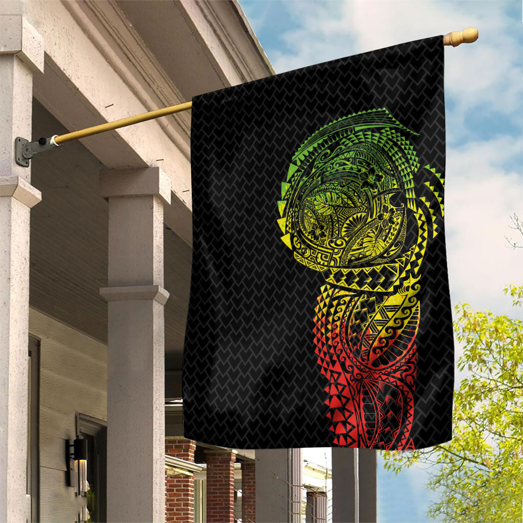 Hawaiian Traditional Tattoos Garden Flag Kakau Tribal Tropical Plant Motif Kanaka Maoli Flag Color Inspired LT03 House Flag Multicolor - Polynesian Pride