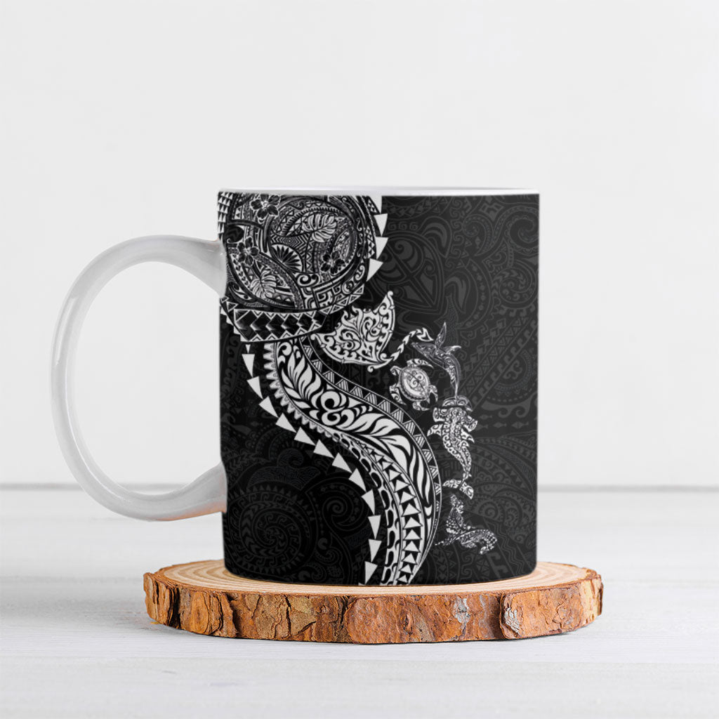 Hawaiian Kakau Tribal Sea Animals Tattoos Ceramic Mug Black Color LT03 Black - Polynesian Pride