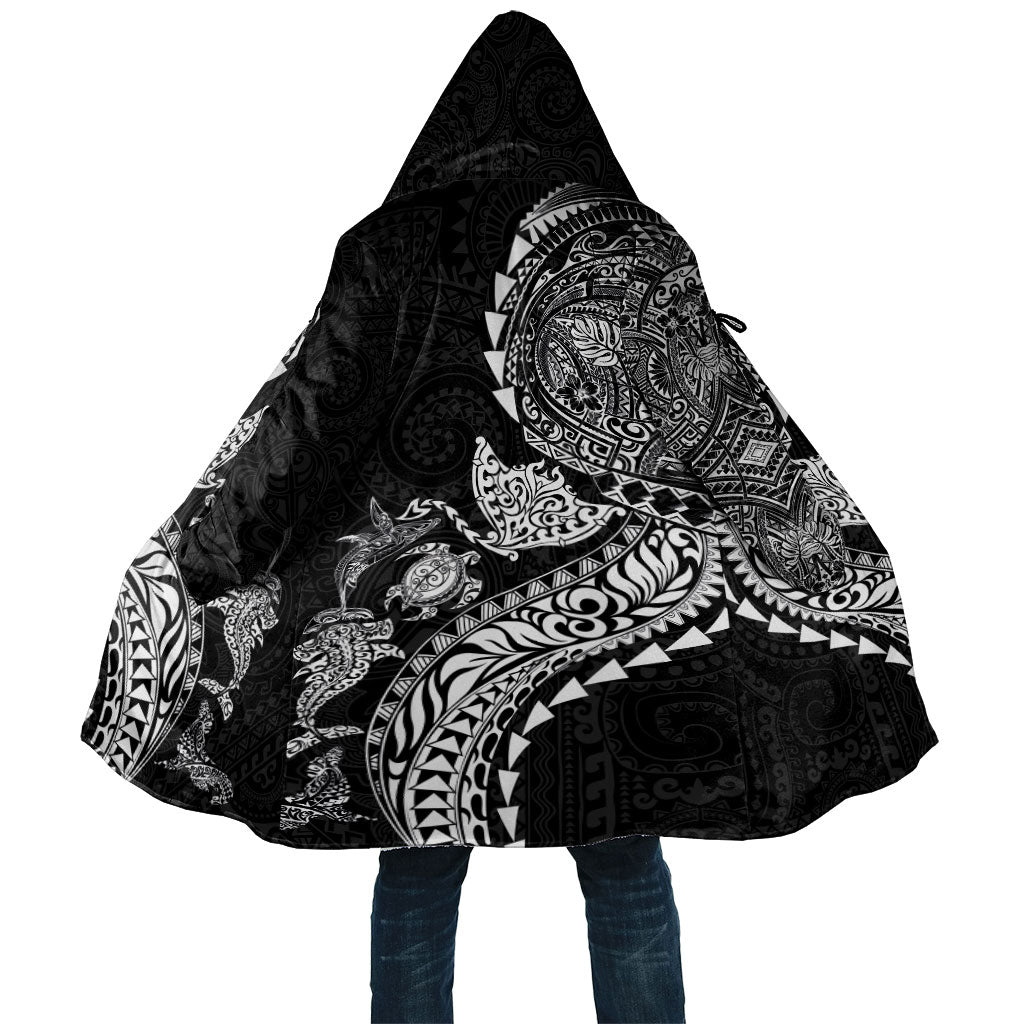 Hawaiian Kakau Tribal Sea Animals Tattoos Cloak Black Color LT03 Unisex Black - Polynesian Pride