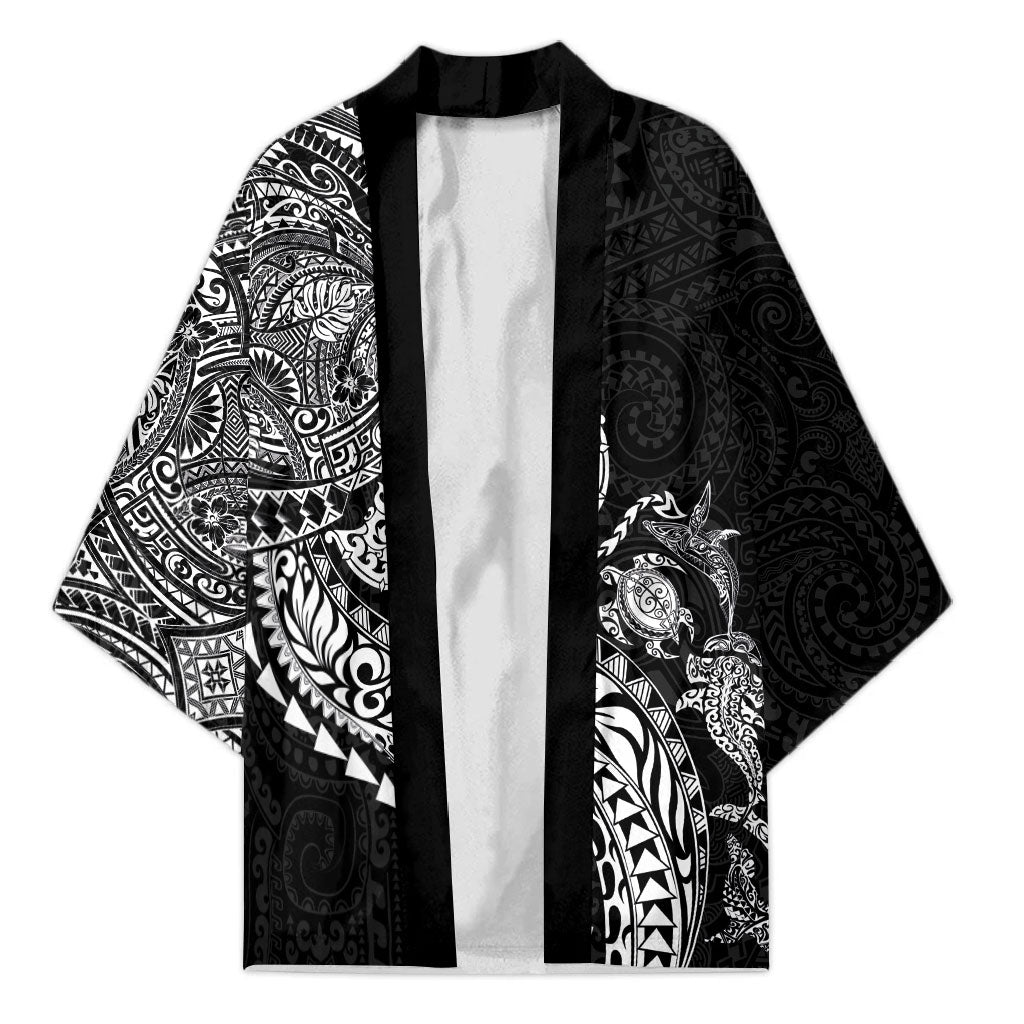 Hawaiian Kakau Tribal Sea Animals Tattoos Kimono Black Color LT03 Unisex Black - Polynesian Pride