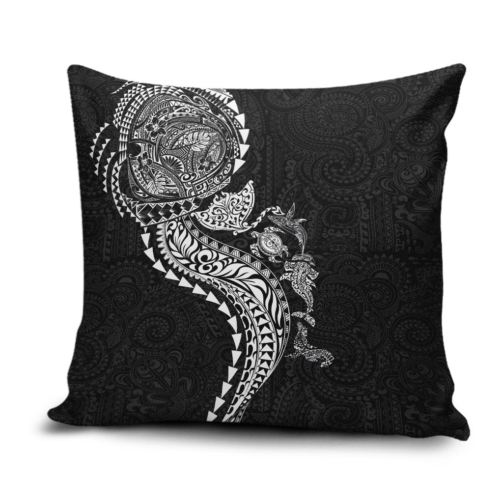 Hawaiian Kakau Tribal Sea Animals Tattoos Pillow Cover Black Color LT03 Black - Polynesian Pride