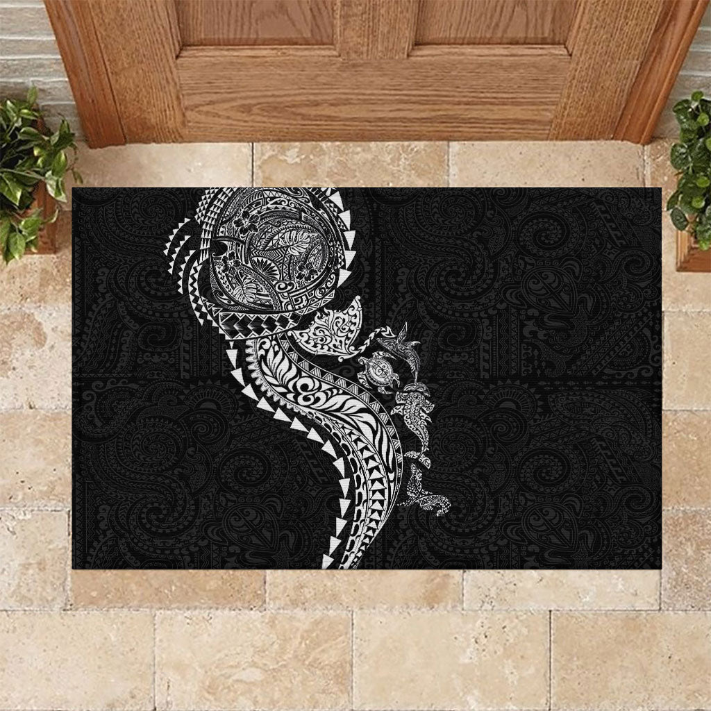 Hawaiian Kakau Tribal Sea Animals Tattoos Rubber Doormat Black Color LT03 Black - Polynesian Pride