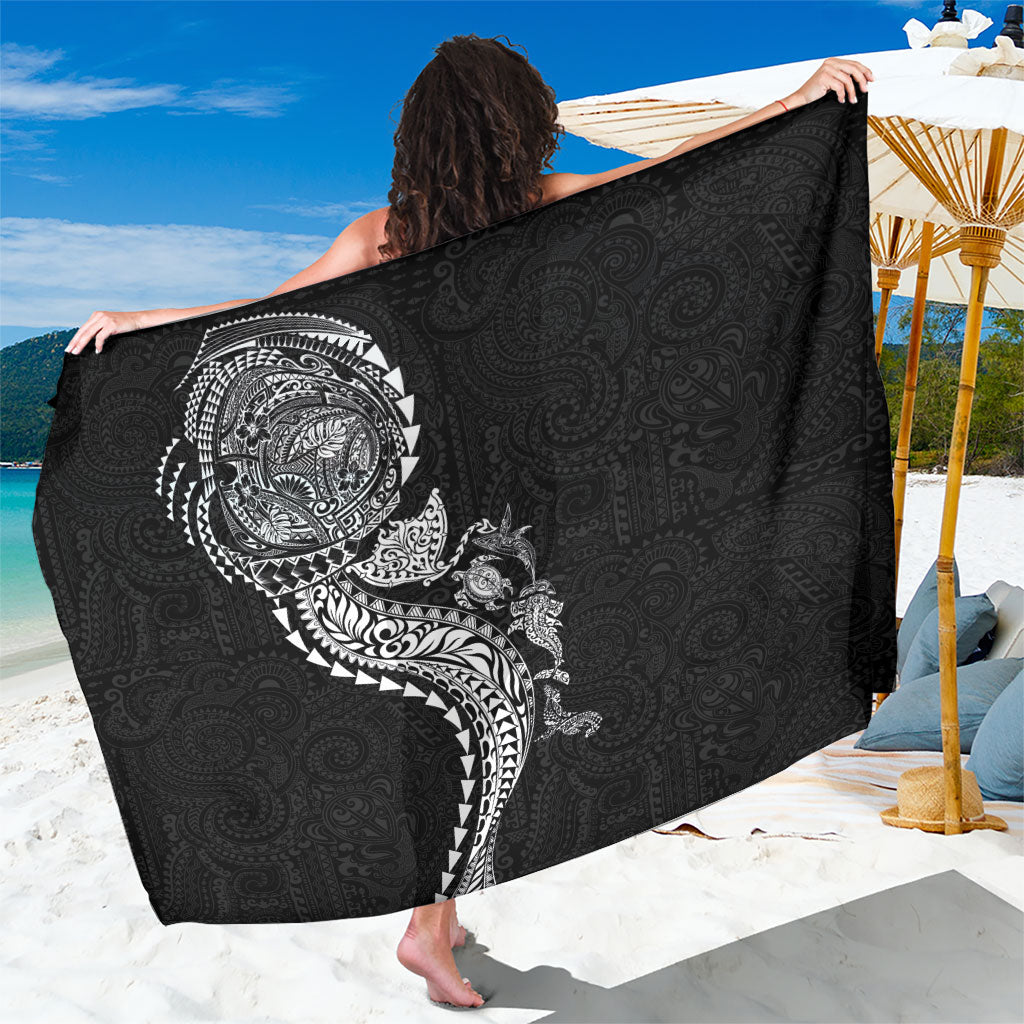 Hawaiian Kakau Tribal Sea Animals Tattoos Sarong Black Color LT03 One Size 44 x 66 inches Black - Polynesian Pride