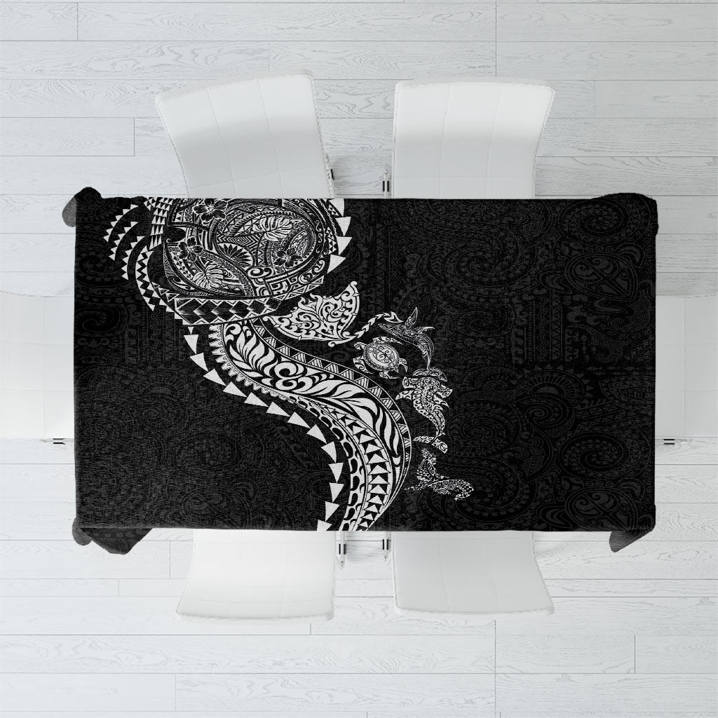 Hawaiian Kakau Tribal Sea Animals Tattoos Tablecloth Black Color LT03 Black - Polynesian Pride