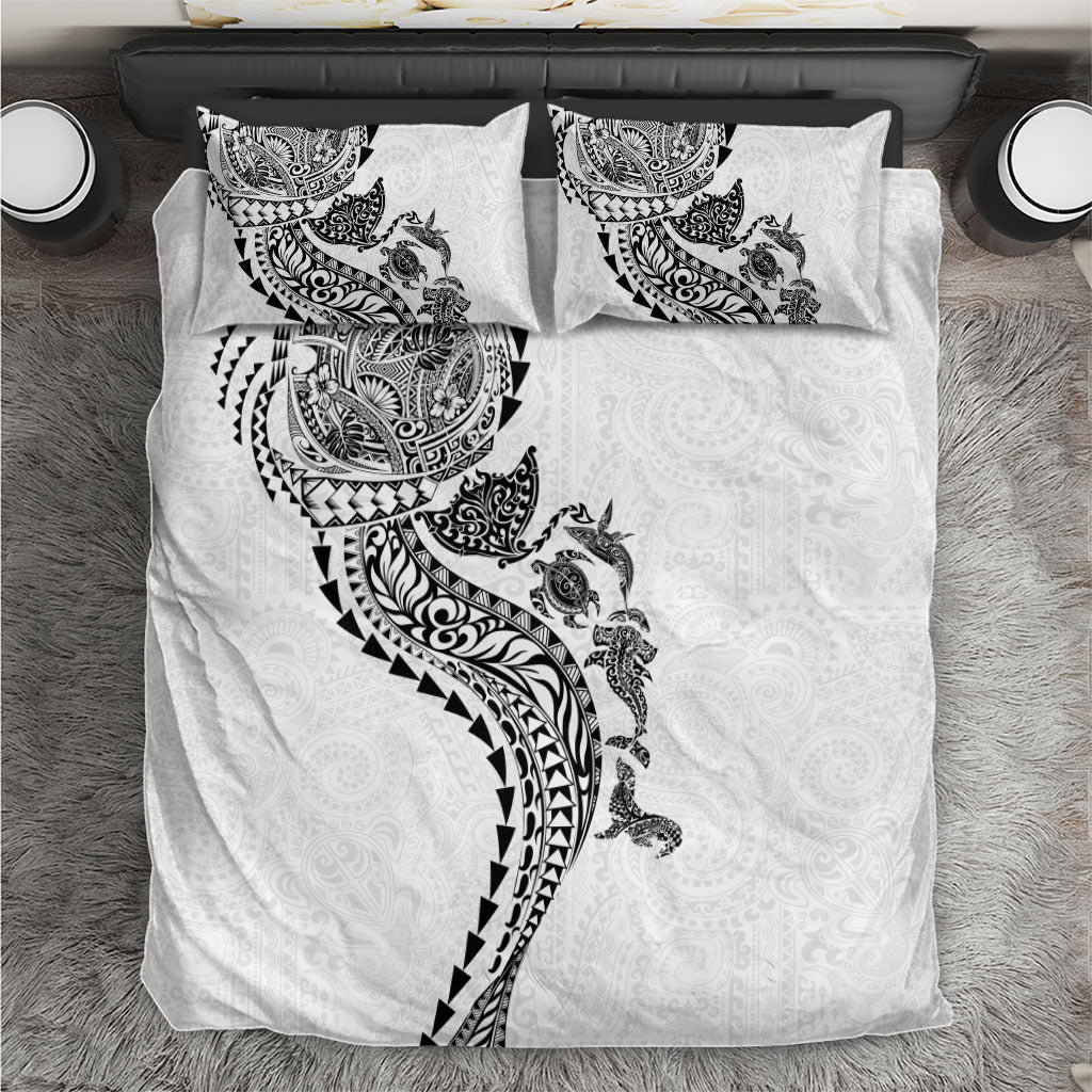 Hawaiian Kakau Tribal Sea Animals Tattoos Bedding Set White Color LT03 White - Polynesian Pride