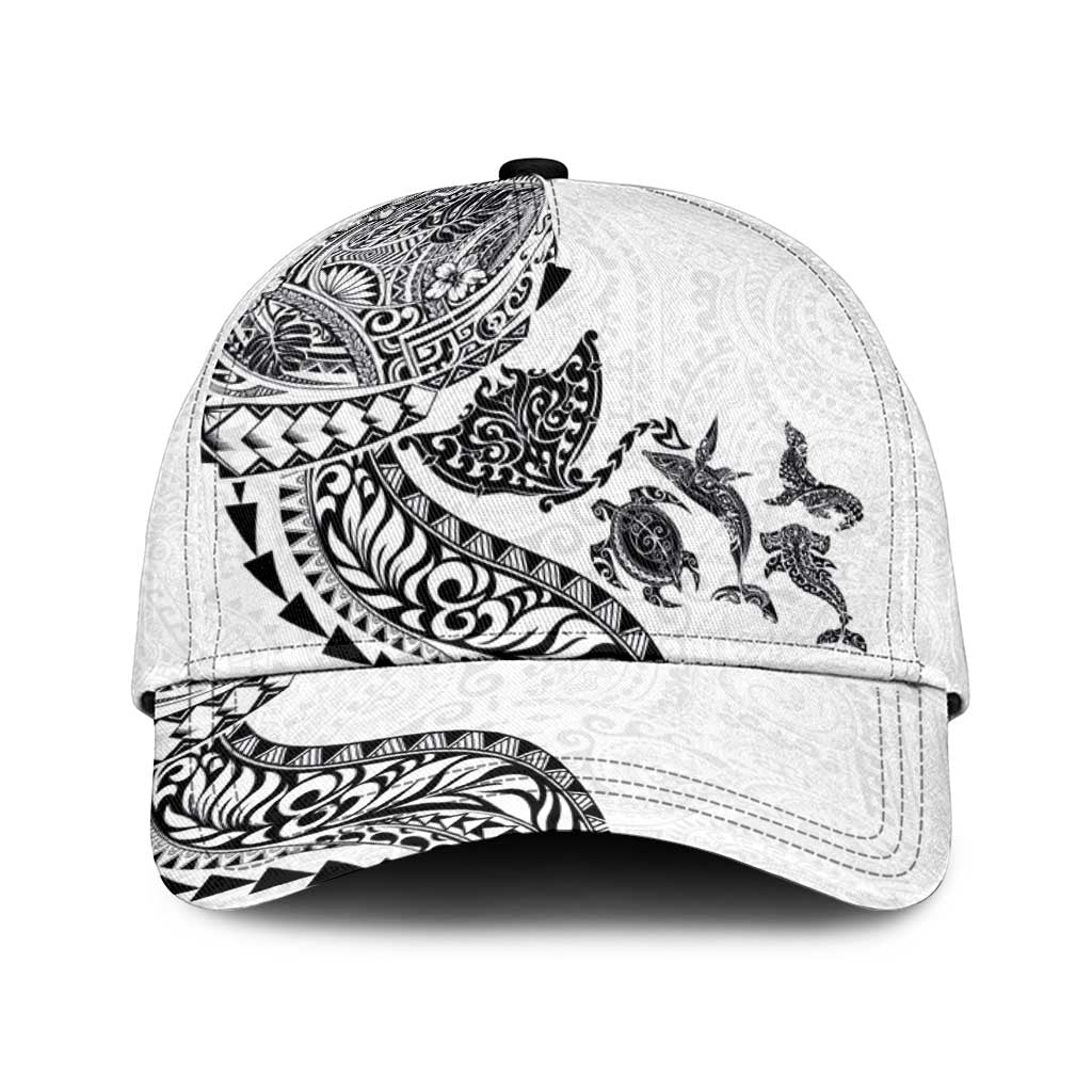 Hawaiian Kakau Tribal Sea Animals Tattoos Classic Cap White Color LT03 Universal Fit White - Polynesian Pride