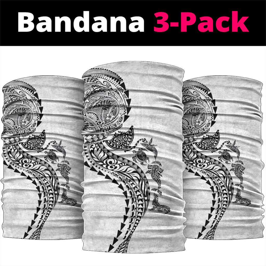 Hawaiian Kakau Tribal Sea Animals Tattoos Neck Gaiter White Color LT03 package One Size: 25*50cm White - Polynesian Pride