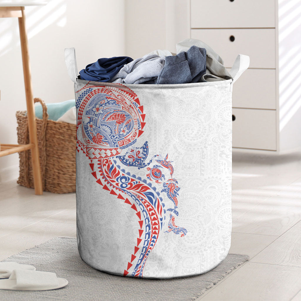 Hawaiian Kakau Tribal Sea Animals Tattoos Laundry Basket Hawaii Flag Color Inspired LT03 Multicolor - Polynesian Pride