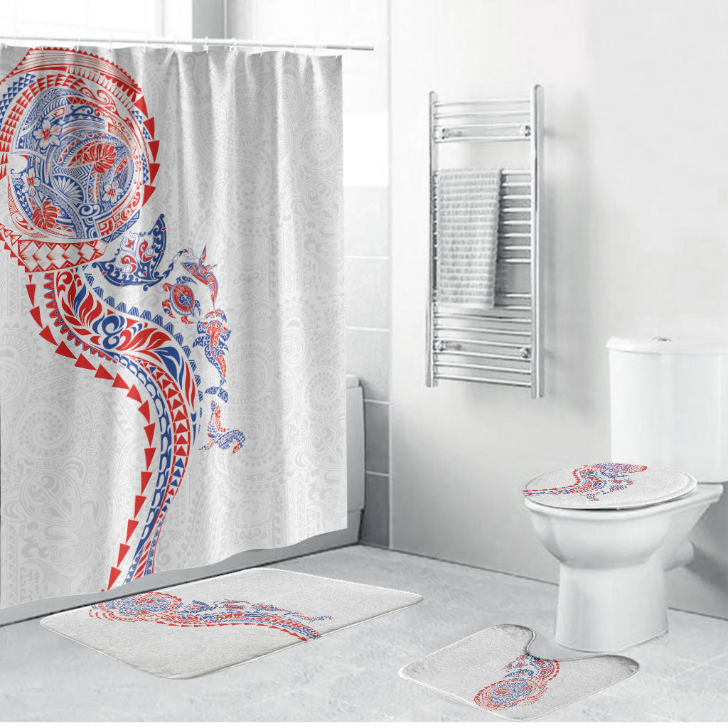 Hawaiian Kakau Tribal Sea Animals Tattoos Bathroom Set Hawaii Flag Color Inspired LT03 Bathroom Set (4 pcs) Multicolor - Polynesian Pride