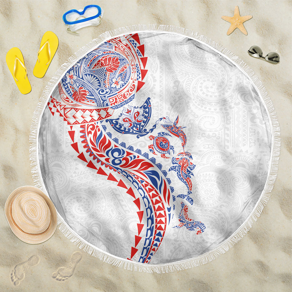 Hawaiian Kakau Tribal Sea Animals Tattoos Beach Blanket Hawaii Flag Color Inspired LT03 One Size 150cm Multicolor - Polynesian Pride