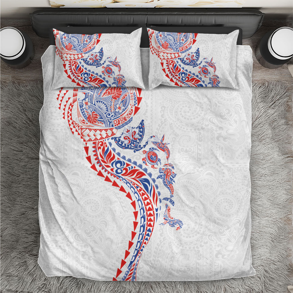 Hawaiian Kakau Tribal Sea Animals Tattoos Bedding Set Hawaii Flag Color Inspired LT03 Multicolor - Polynesian Pride