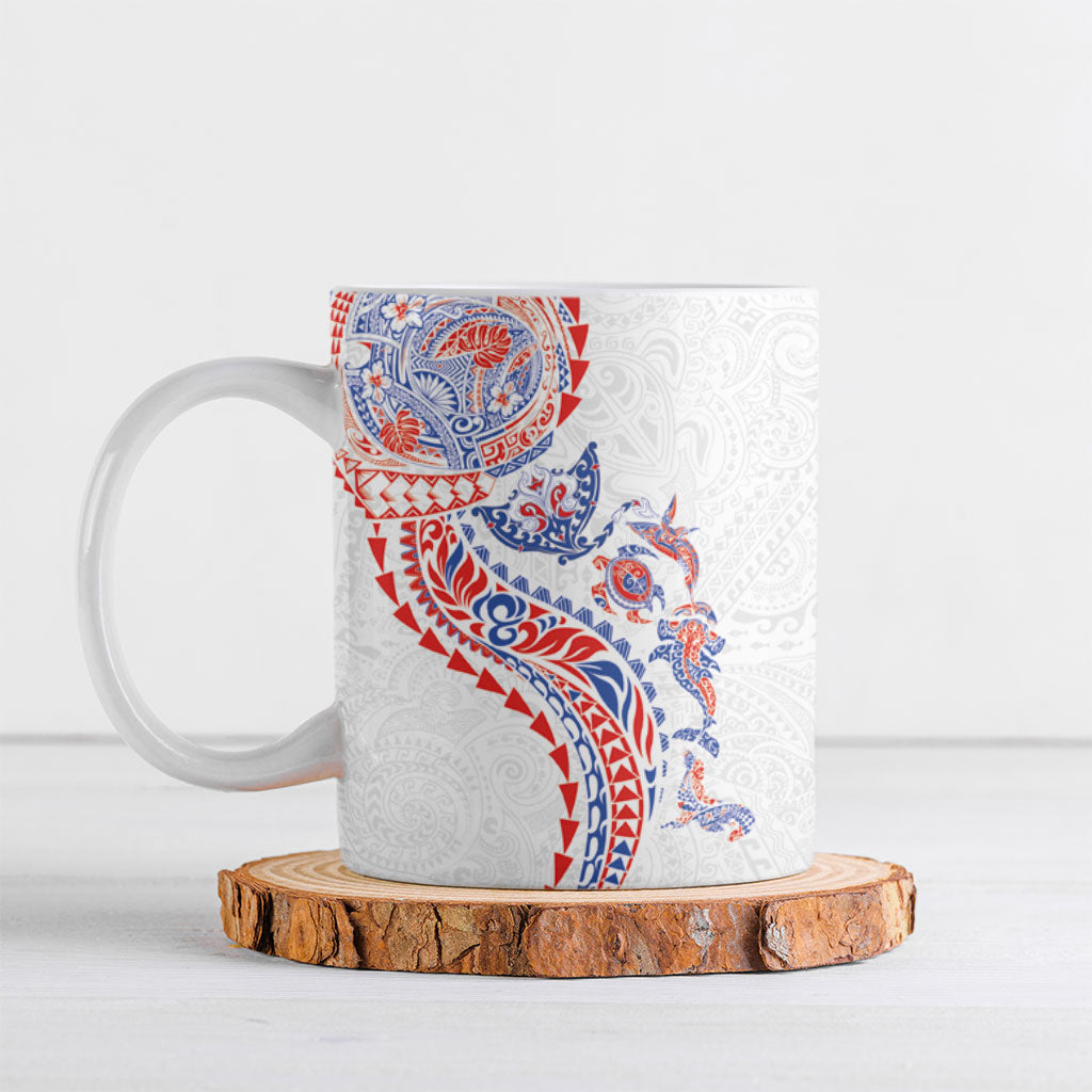 Hawaiian Kakau Tribal Sea Animals Tattoos Ceramic Mug Hawaii Flag Color Inspired LT03 Multicolor - Polynesian Pride