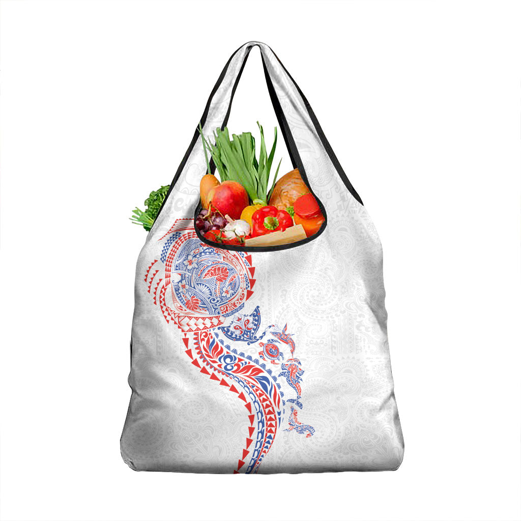 Hawaiian Kakau Tribal Sea Animals Tattoos Grocery Bag Hawaii Flag Color Inspired LT03 1-pack One Size Multicolor - Polynesian Pride