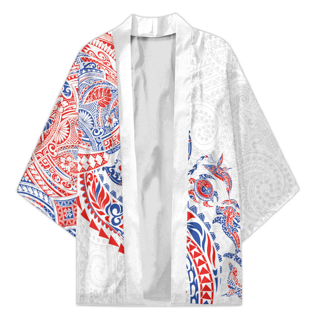 Hawaiian Kakau Tribal Sea Animals Tattoos Kimono Hawaii Flag Color Inspired LT03 Unisex Multicolor - Polynesian Pride