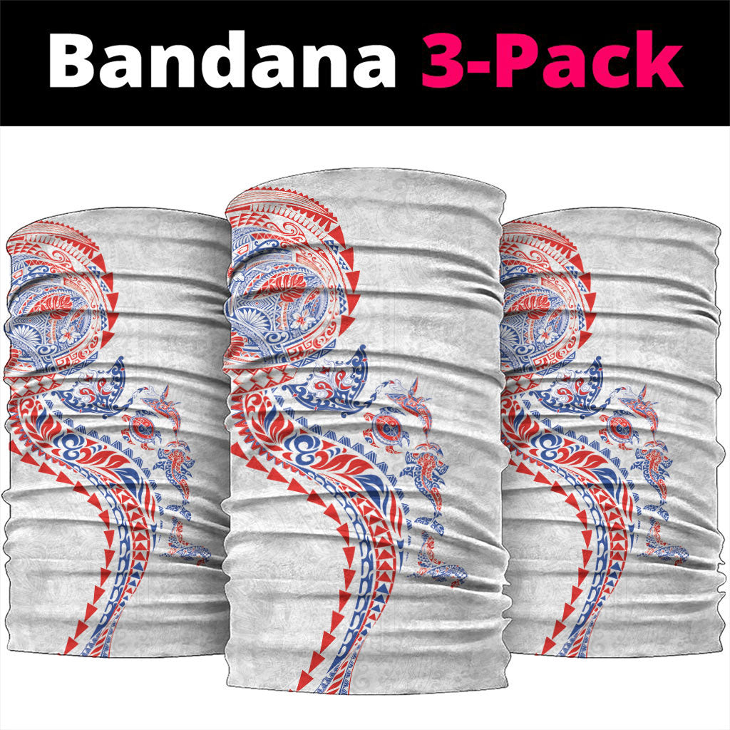 Hawaiian Kakau Tribal Sea Animals Tattoos Neck Gaiter Hawaii Flag Color Inspired LT03 package One Size: 25*50cm Multicolor - Polynesian Pride