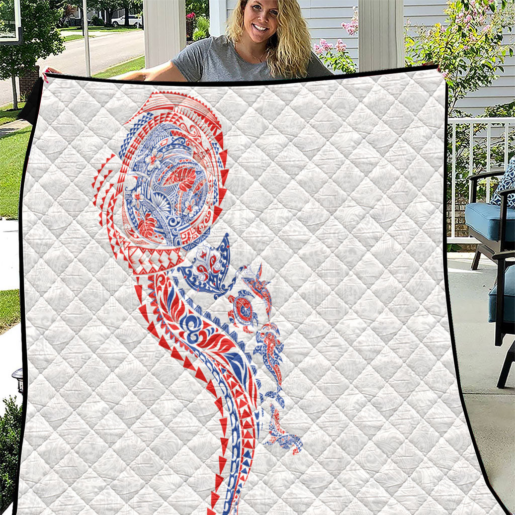 Hawaiian Kakau Tribal Sea Animals Tattoos Quilt Hawaii Flag Color Inspired LT03 Multicolor - Polynesian Pride