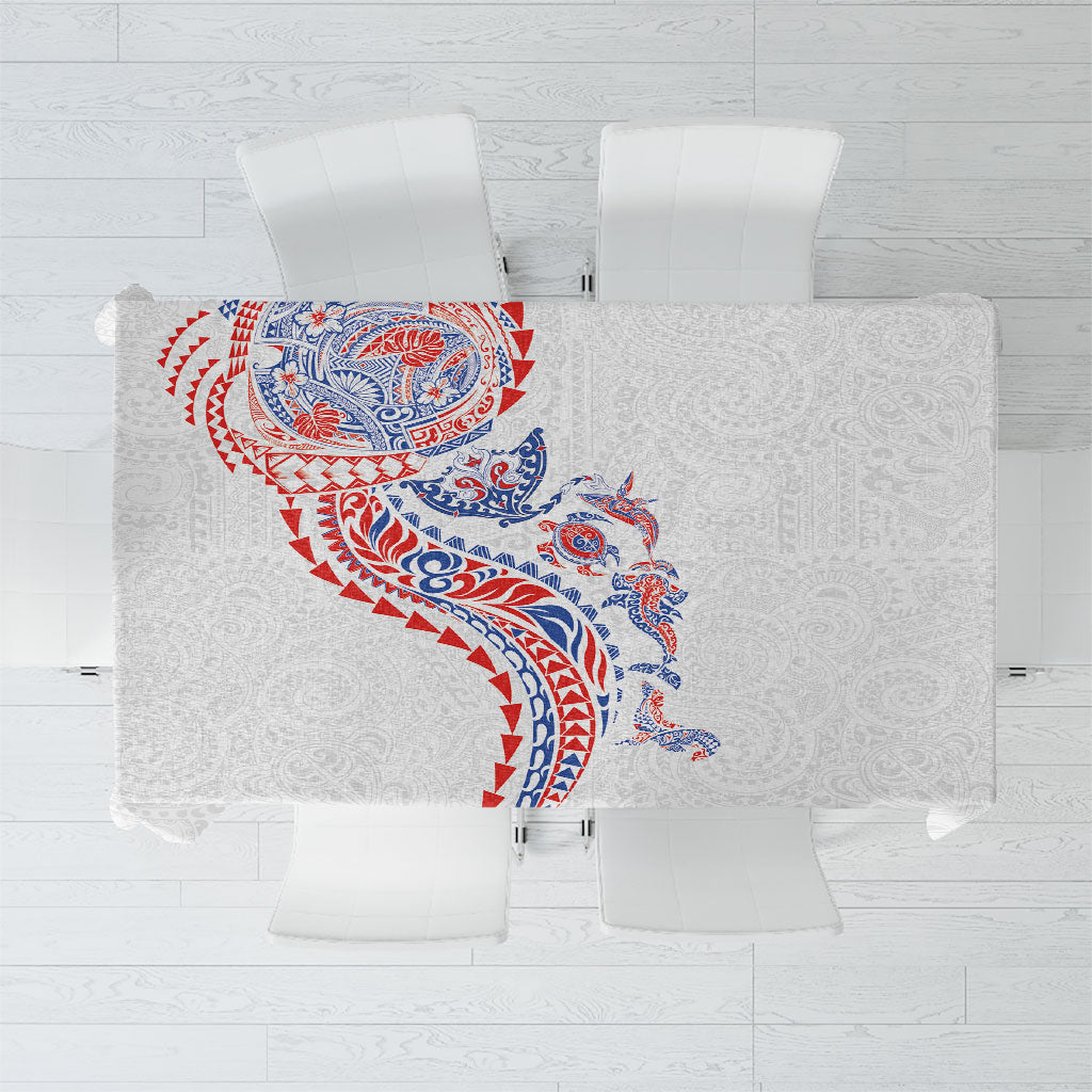 Hawaiian Kakau Tribal Sea Animals Tattoos Tablecloth Hawaii Flag Color Inspired LT03 Multicolor - Polynesian Pride
