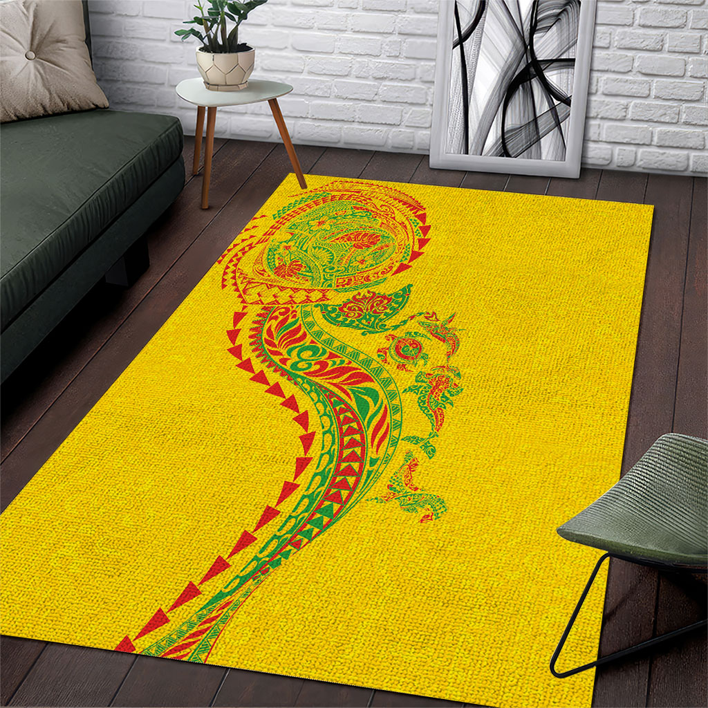Hawaiian Kakau Tribal Sea Animals Tattoos Area Rug Kanaka Maoli Flag Color Inspired LT03 Multicolor - Polynesian Pride