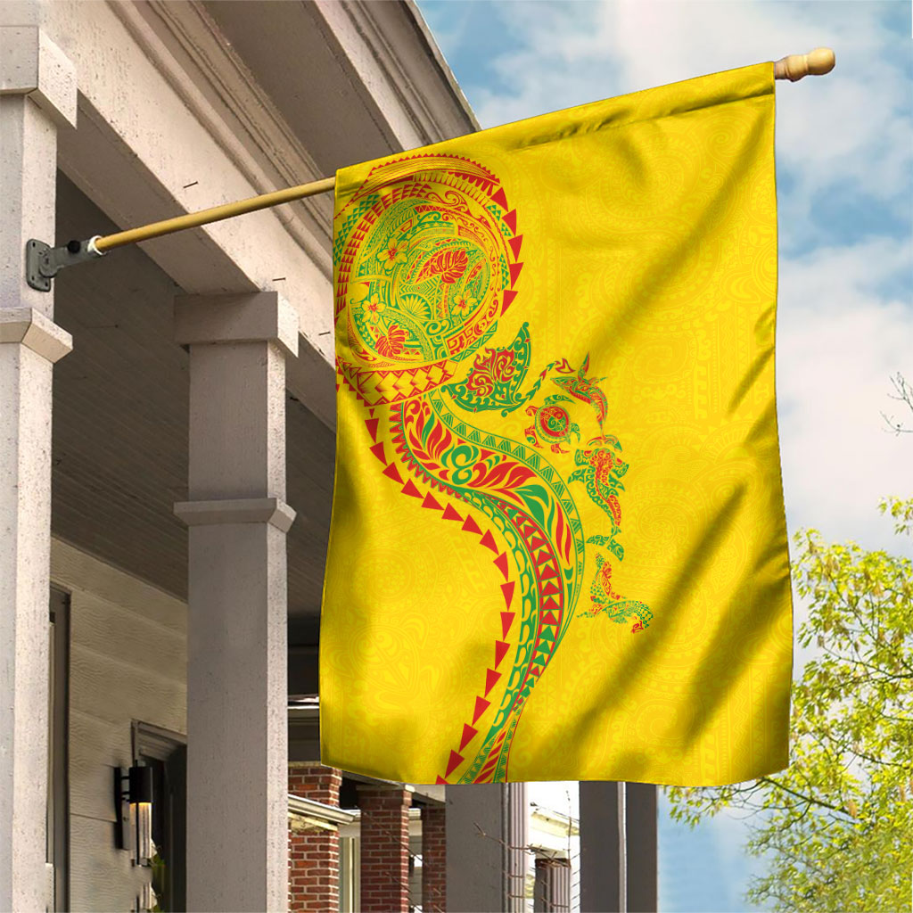 Hawaiian Kakau Tribal Sea Animals Tattoos Garden Flag Kanaka Maoli Flag Color Inspired LT03 House Flag Multicolor - Polynesian Pride