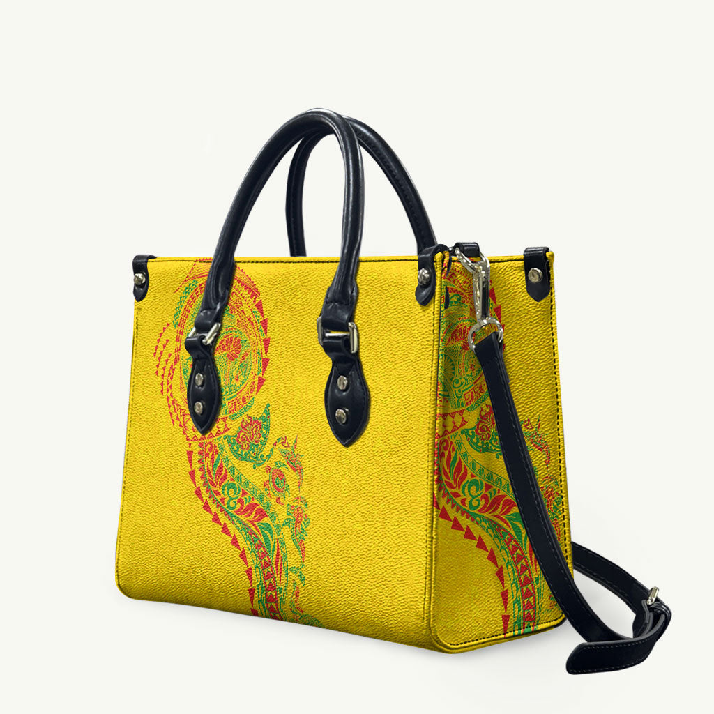 Hawaiian Kakau Tribal Sea Animals Tattoos Leather Bag Kanaka Maoli Flag Color Inspired LT03 Multicolor - Polynesian Pride