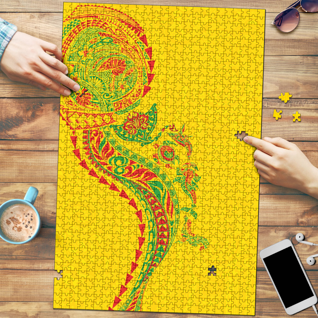 Hawaiian Kakau Tribal Sea Animals Tattoos Puzzle Kanaka Maoli Flag Color Inspired LT03 Multicolor - Polynesian Pride