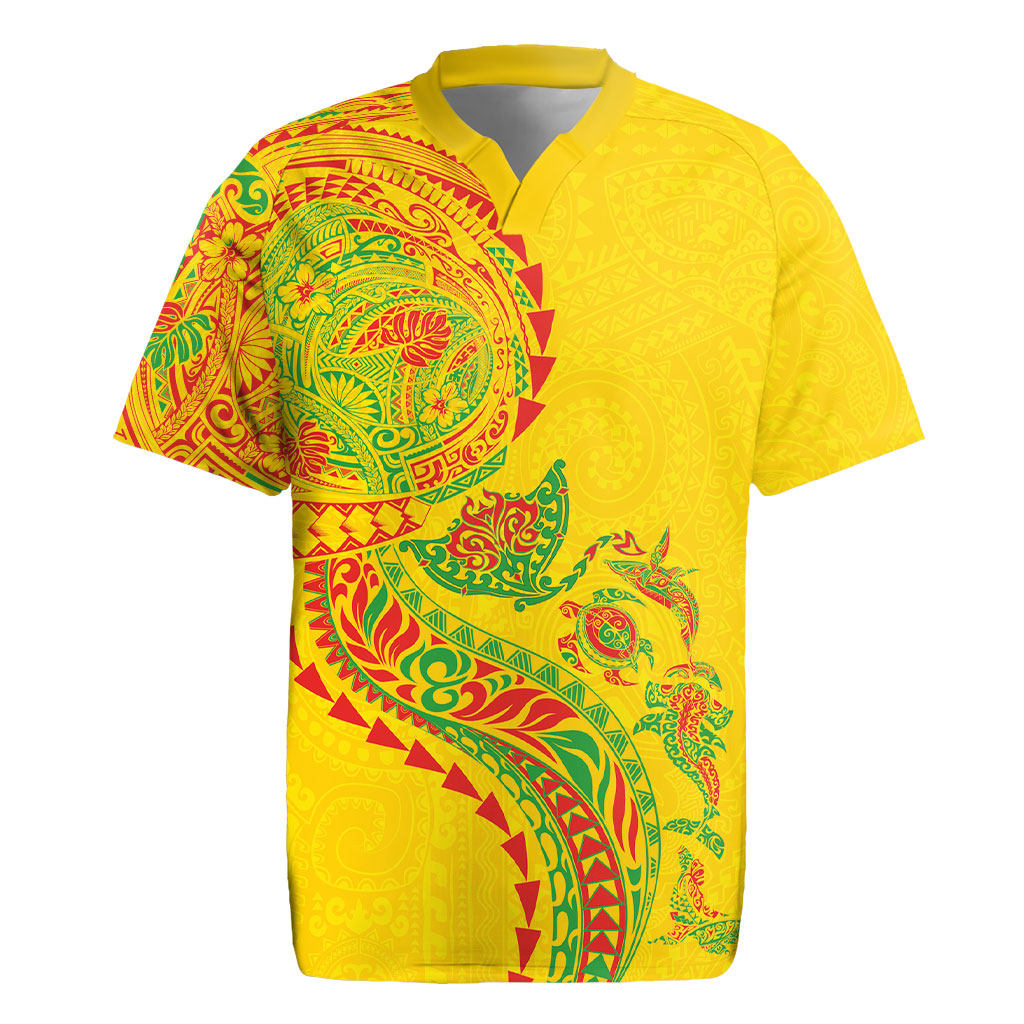 Hawaiian Kakau Tribal Sea Animals Tattoos Rugby Jersey Kanaka Maoli Flag Color Inspired LT03 Multicolor - Polynesian Pride
