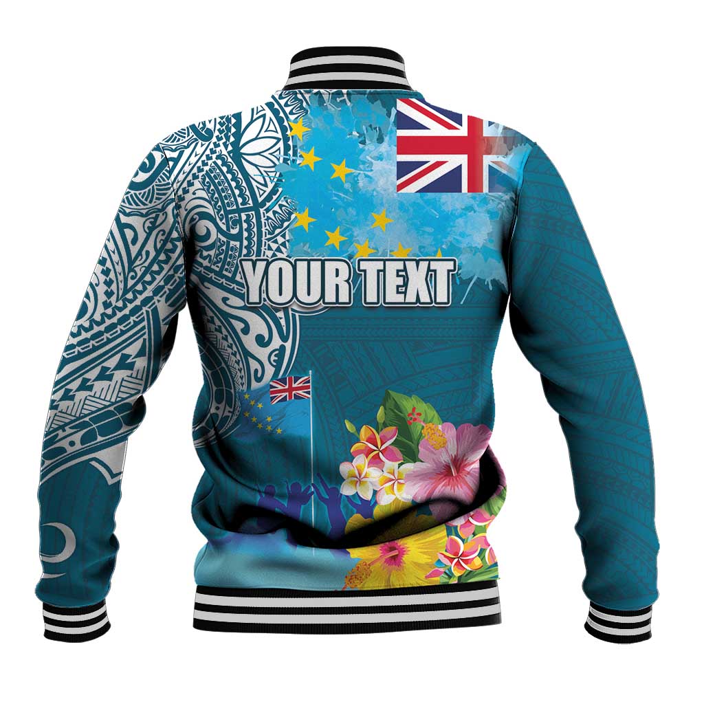 Personalised Tuvalu Independence Day Baseball Jacket Tuvaluan Tribal Flag Style LT03 - Polynesian Pride