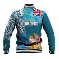 Personalised Tuvalu Independence Day Baseball Jacket Tuvaluan Tribal Flag Style LT03 - Polynesian Pride
