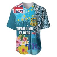 Personalised Tuvalu Independence Day Baseball Jersey Tuvaluan Tribal Flag Style LT03 Turquoise - Polynesian Pride