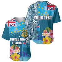 Personalised Tuvalu Independence Day Baseball Jersey Tuvaluan Tribal Flag Style LT03 - Polynesian Pride