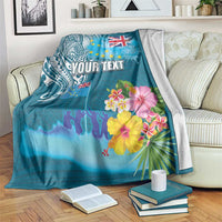 Personalised Tuvalu Independence Day Blanket Tuvaluan Tribal Flag Style LT03 Turquoise - Polynesian Pride
