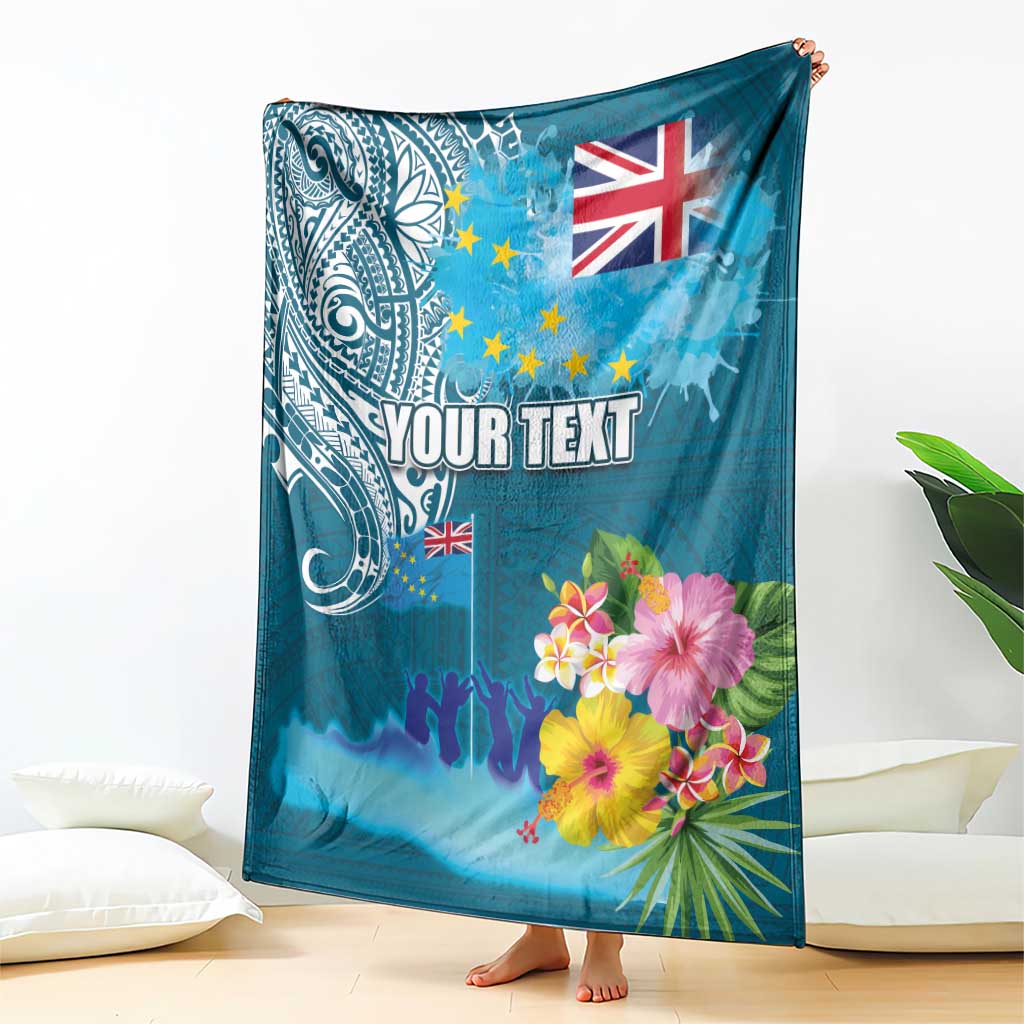 Personalised Tuvalu Independence Day Blanket Tuvaluan Tribal Flag Style LT03 - Polynesian Pride