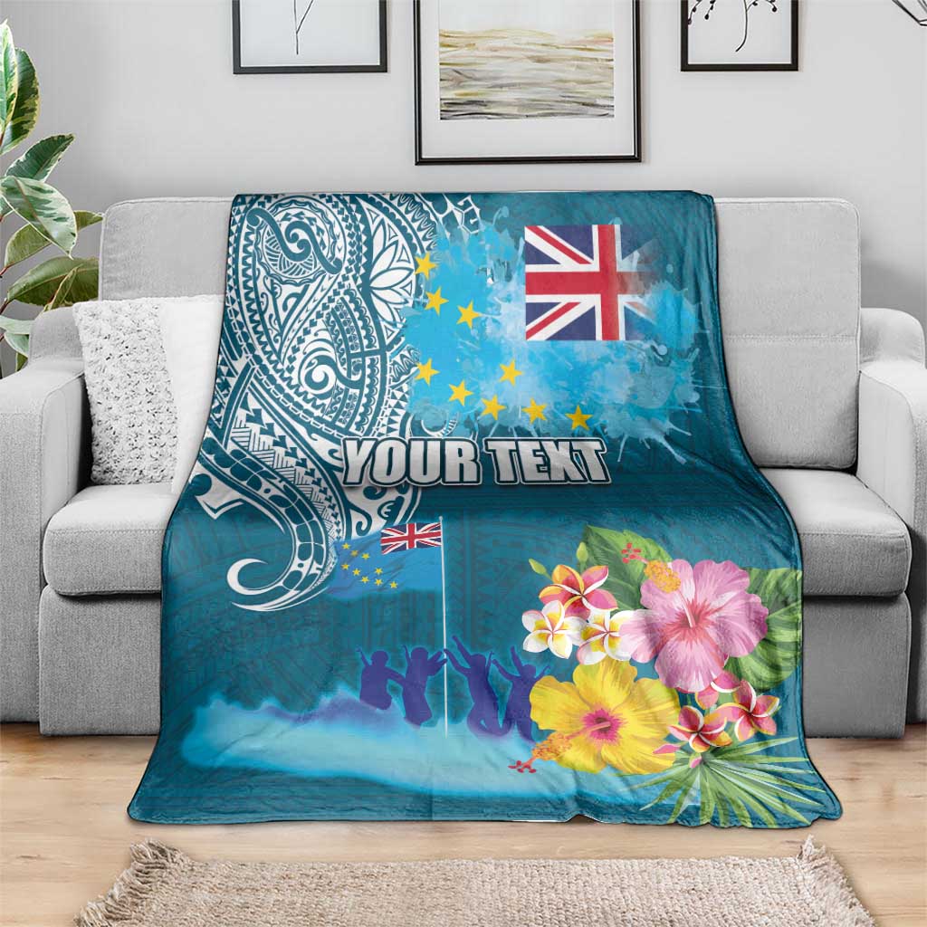 Personalised Tuvalu Independence Day Blanket Tuvaluan Tribal Flag Style LT03 - Polynesian Pride